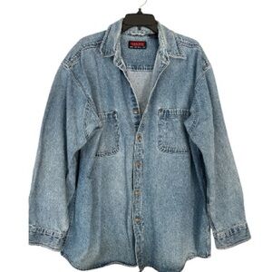 WOLVERINE, Mens denim work shirt jacket. Vintage utility shirt. Size XL, Cotton